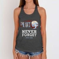 Never Forget Pluto Funny Space Planet Astronomer Women's Knotted Racerback Tank