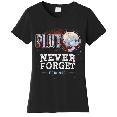 Never Forget Pluto Funny Space Planet Astronomer Women's T-Shirt