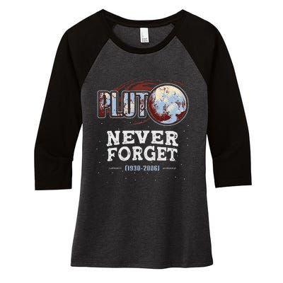 Never Forget Pluto Funny Space Planet Astronomer Women's Tri-Blend 3/4-Sleeve Raglan Shirt