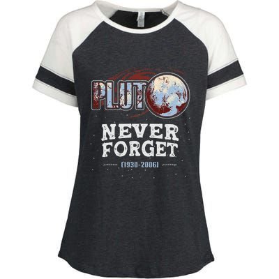 Never Forget Pluto Funny Space Planet Astronomer Enza Ladies Jersey Colorblock Tee