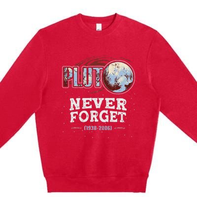 Never Forget Pluto Funny Space Planet Astronomer Premium Crewneck Sweatshirt