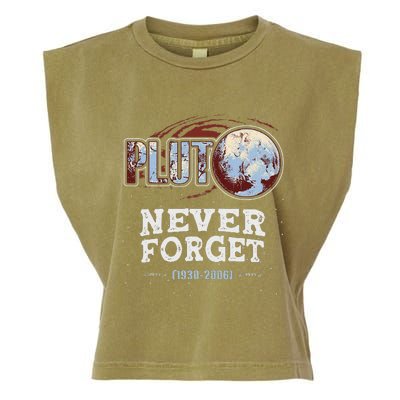 Never Forget Pluto Funny Space Planet Astronomer Garment-Dyed Women's Muscle Tee