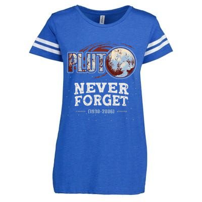 Never Forget Pluto Funny Space Planet Astronomer Enza Ladies Jersey Football T-Shirt