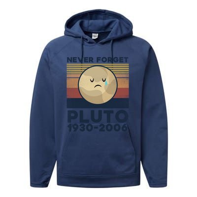 Never Forget Pluto Vintage Gift Performance Fleece Hoodie