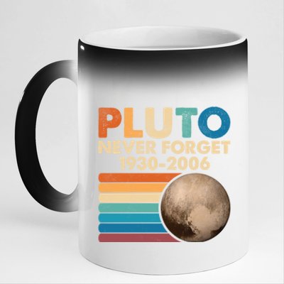 Never Forget Pluto Gift Retro Style Funny Space Science Cool Gift 11oz Black Color Changing Mug