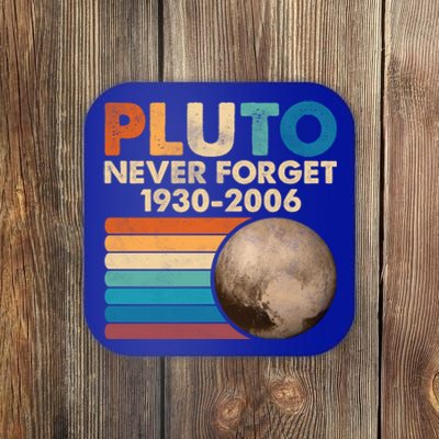 Never Forget Pluto Gift Retro Style Funny Space Science Cool Gift Coaster