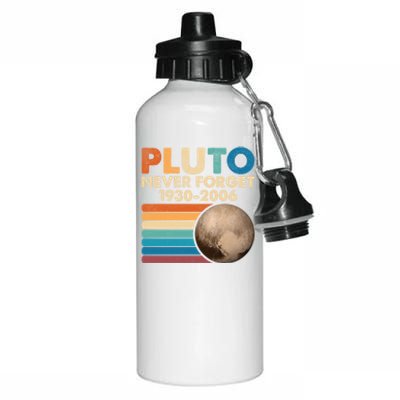 Never Forget Pluto Gift Retro Style Funny Space Science Cool Gift Aluminum Water Bottle