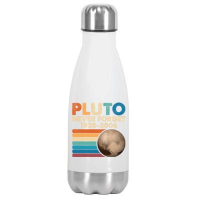 Never Forget Pluto Gift Retro Style Funny Space Science Cool Gift Stainless Steel Insulated Water Bottle