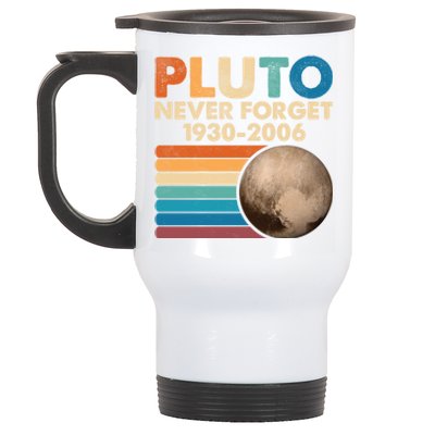 Never Forget Pluto Gift Retro Style Funny Space Science Cool Gift Stainless Steel Travel Mug