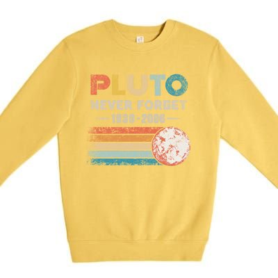 Never Forget Pluto Gift Retro Style Funny Space Science Great Gift Premium Crewneck Sweatshirt