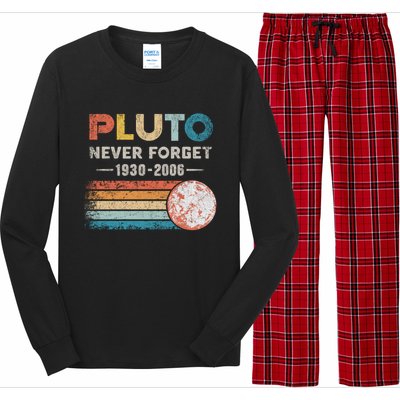 Never Forget Pluto Gift Retro Style Funny Space Science Great Gift Long Sleeve Pajama Set