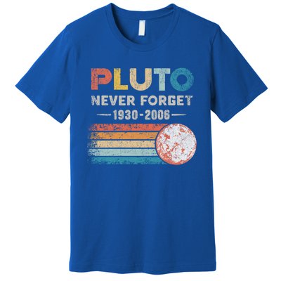 Never Forget Pluto Gift Retro Style Funny Space Science Great Gift Premium T-Shirt