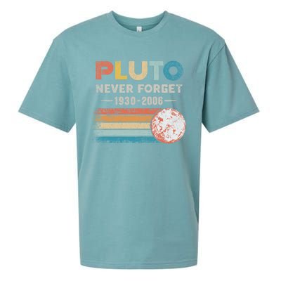 Never Forget Pluto Gift Retro Style Funny Space Science Great Gift Sueded Cloud Jersey T-Shirt