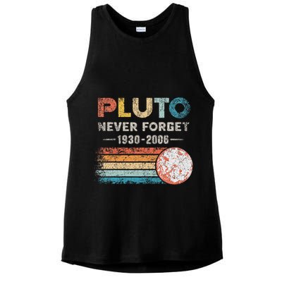 Never Forget Pluto Vintage Retro Funny Space Science Ladies PosiCharge Tri-Blend Wicking Tank