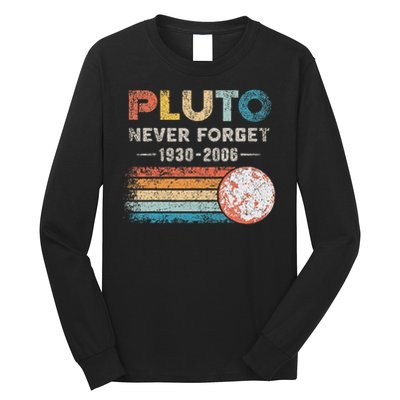 Never Forget Pluto Vintage Retro Funny Space Science Long Sleeve Shirt