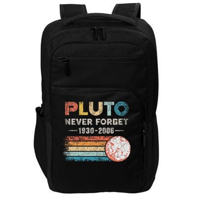 Never Forget Pluto Vintage Retro Funny Space Science Impact Tech Backpack