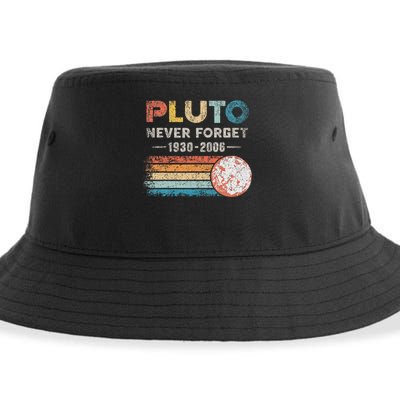 Never Forget Pluto Vintage Retro Funny Space Science Sustainable Bucket Hat