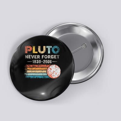 Never Forget Pluto Vintage Retro Funny Space Science Button