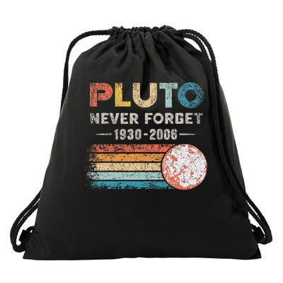 Never Forget Pluto Vintage Retro Funny Space Science Drawstring Bag