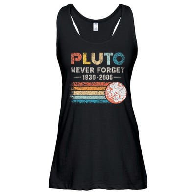 Never Forget Pluto Vintage Retro Funny Space Science Ladies Essential Flowy Tank