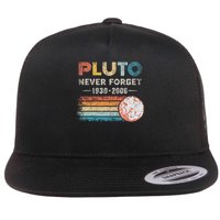 Never Forget Pluto Vintage Retro Funny Space Science Flat Bill Trucker Hat