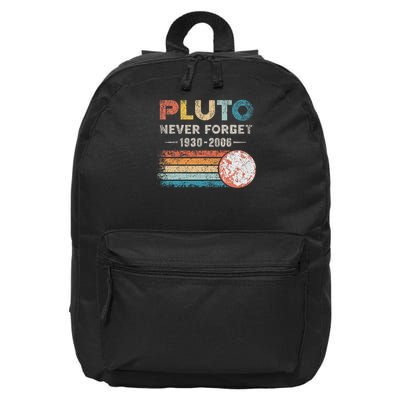 Never Forget Pluto Vintage Retro Funny Space Science 16 in Basic Backpack