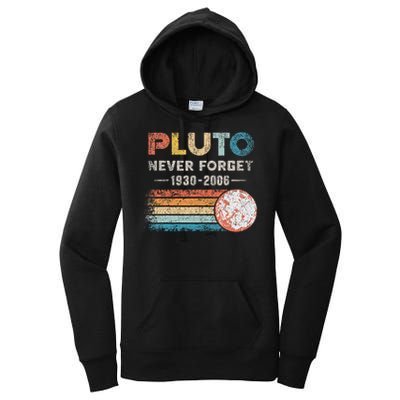Never Forget Pluto Vintage Retro Funny Space Science Women's Pullover Hoodie