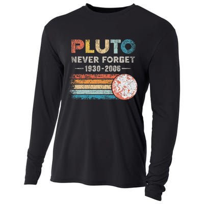 Never Forget Pluto Vintage Retro Funny Space Science Cooling Performance Long Sleeve Crew