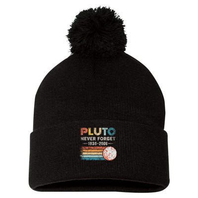 Never Forget Pluto Vintage Retro Funny Space Science Pom Pom 12in Knit Beanie