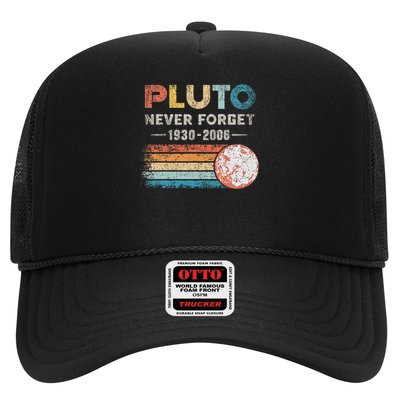 Never Forget Pluto Vintage Retro Funny Space Science Trucker Hat