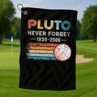 Never Forget Pluto Vintage Retro Funny Space Science Golf Towel