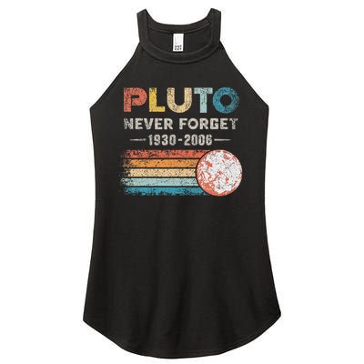 Never Forget Pluto Vintage Retro Funny Space Science Women's Perfect Tri Rocker Tank