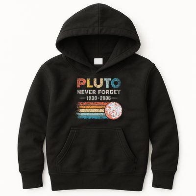 Never Forget Pluto Vintage Retro Funny Space Science Kids Hoodie
