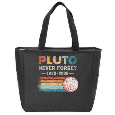 Never Forget Pluto Vintage Retro Funny Space Science Zip Tote Bag