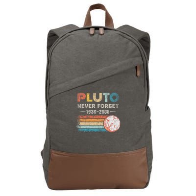 Never Forget Pluto Vintage Retro Funny Space Science Cotton Canvas Backpack