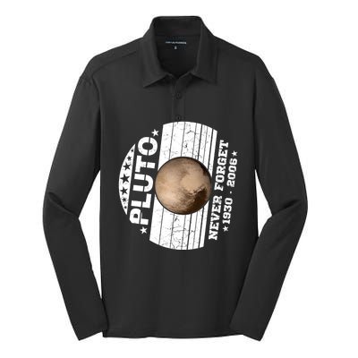 Never Forget Pluto Gift Funny Astronomy Planet Graphic Cool Gift Silk Touch Performance Long Sleeve Polo