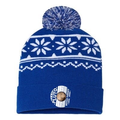 Never Forget Pluto Gift Funny Astronomy Planet Graphic Cool Gift USA-Made Snowflake Beanie