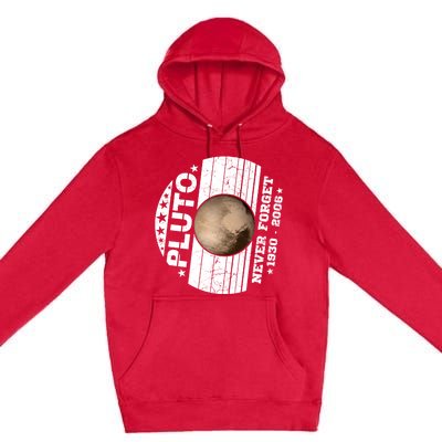 Never Forget Pluto Gift Funny Astronomy Planet Graphic Cool Gift Premium Pullover Hoodie