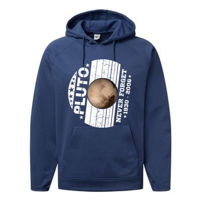 Never Forget Pluto Gift Funny Astronomy Planet Graphic Cool Gift Performance Fleece Hoodie