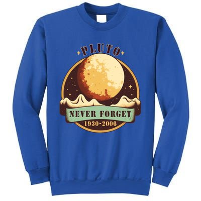 Never Forget Pluto Cute Gift Retro Style Funny Space Science Gift Sweatshirt