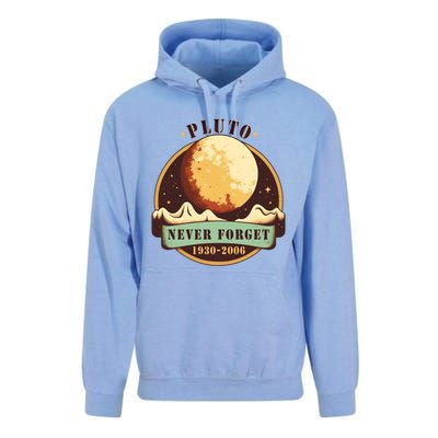 Never Forget Pluto Cute Gift Retro Style Funny Space Science Gift Unisex Surf Hoodie