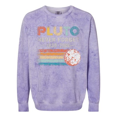 Never Forget Pluto Retro Style Funny Space Science Colorblast Crewneck Sweatshirt