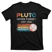 Never Forget Pluto Retro Style Funny Space Science T-Shirt