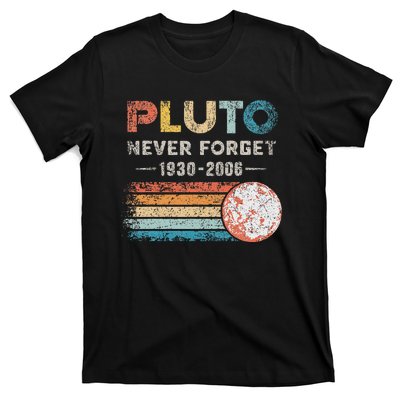 Never Forget Pluto Retro Style Funny Space Science T-Shirt