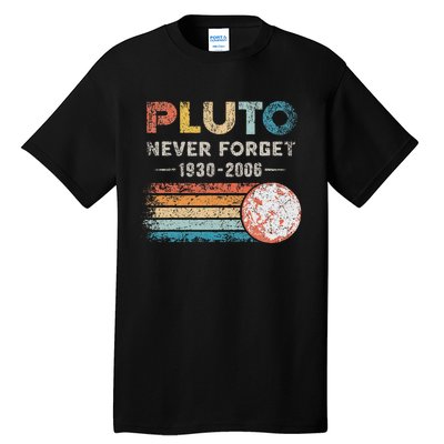 Never Forget Pluto Retro Style Funny Space Science Tall T-Shirt