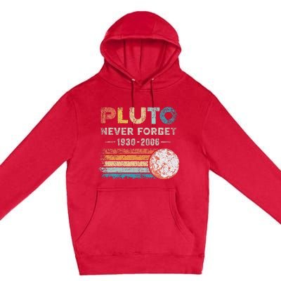 Never Forget Pluto Retro Style Funny Space Science Premium Pullover Hoodie