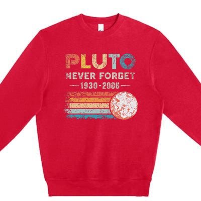 Never Forget Pluto Retro Style Funny Space Science Premium Crewneck Sweatshirt