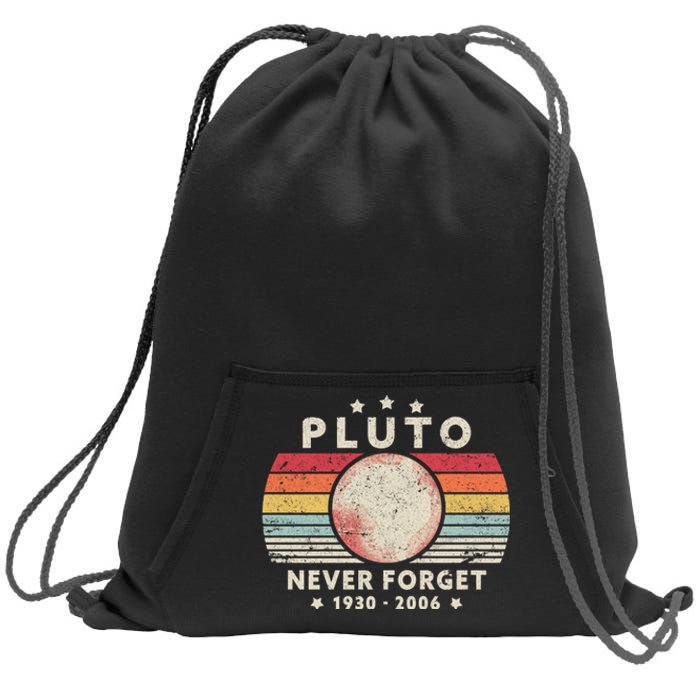 Never Forget Pluto Shirt. Retro Style Funny Space, Science Sweatshirt Cinch Pack Bag