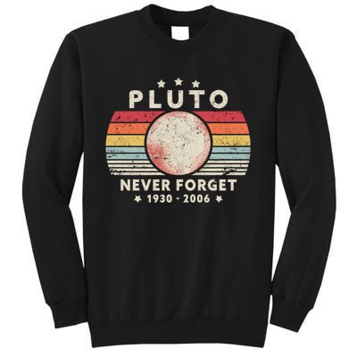 Never Forget Pluto Shirt. Retro Style Funny Space, Science Tall Sweatshirt