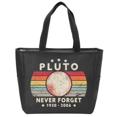 Never Forget Pluto Shirt. Retro Style Funny Space, Science Zip Tote Bag